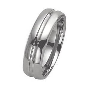 Tungsten Grooved 7mm Polished Wedding Band