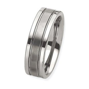 Tungsten Flat Grooved 8mm Brushed and Polished Wedding Band