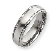 Tungsten Grooved 7mm Polished Wedding Band