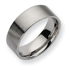 Stainless Steel Flat 8mm Brushed Wedding Band