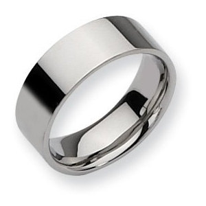 Stainless Steel Flat 8mm Polished Wedding Band