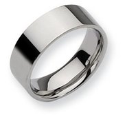 Stainless Steel Flat 8mm Polished Wedding Band