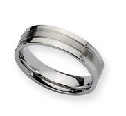 Stainless Steel Flat 6mm Satin and Polished Wedding Band