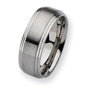 Stainless Steel 8mm Satin and Polished Wedding Band