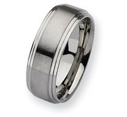 Stainless Steel 8mm Satin and Polished Wedding Band