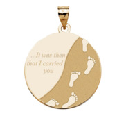 Engravable Round Footprints in the Sand Pendant or Charm