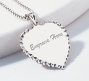 Engravable Scalloped Heart with Diamond Cut Pendant or Charm