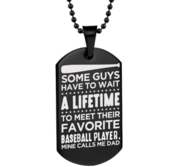 Engravable Stainless Steel   Baseball Dad   Dog Tag w  24 in Ball Chain