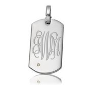 Engravable Stainless Steel Dog Tag with Diamond