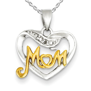 Sterling Silver   Gold Vermiel Mom Charm