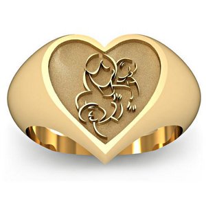 Mother with Two Sons Heart Shaped  Mother s Ring 