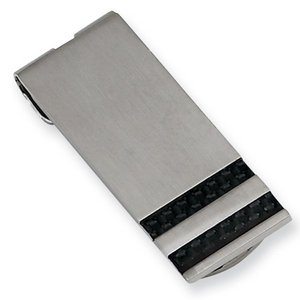 Engravable Stainless Steel Money Clip with Carbon Fiber
