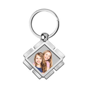 Stainless Steel Engravable Square Photo Laser Keychain