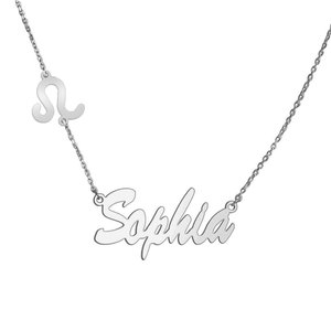 Personalized Name Necklace with Zodiac Charm