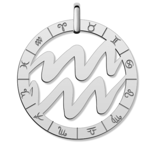 Cutout Round Aquarius Symbol Charm or Pendant