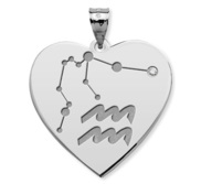 Aquarius Symbol Heart Charm or Pendant