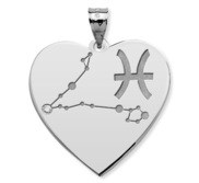 Pisces Symbol Heart Charm or Pendant