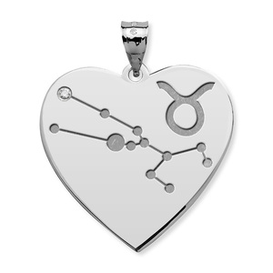 Taurus Symbol Heart Charm or Pendant