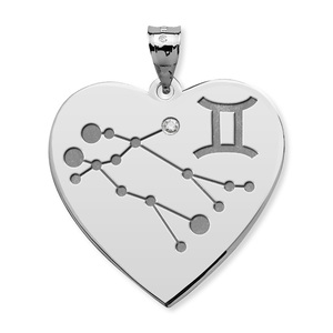 Gemini Symbol Heart Charm or Pendant