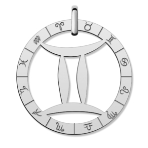 Cutout Round Gemini Symbol Charm or Pendant