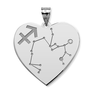 Sagittarius Symbol Heart Charm or Pendant