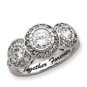 Sterling Silver Round 3 Stone Cubic Zirconia Promise Ring
