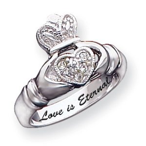 Sterling Silver Claddagh Cubic Zirconia Promise Ring