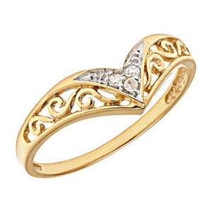 14K Gold Chevron Diamond Promise Ring