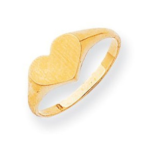Solid Gold Single Heart Engravable Ring