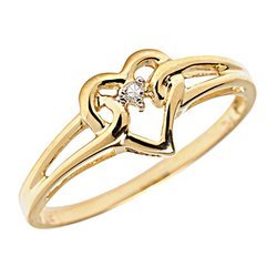 14K Gold Diamond Heart Promise Ring