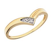14K Gold Diamond V Shaped Promise Ring