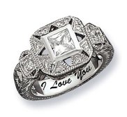 Sterling Silver Antique Style Cubic Zirconia Promise Ring