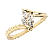 14K Gold Diamond Leaf Promise Ring