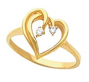 Solid Gold Diamond Heart Shaped Promise Ring