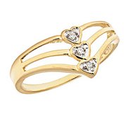 14K Gold Triple Diamond Heart Promise Ring