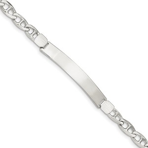 Custom Engraved Sterling Silver Men s Anchor Link ID Bracelet
