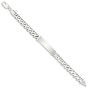 Custom Engraved Sterling Silver Men s Polished Curb Link ID Bracelet