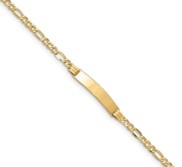 Custom Engraved 14k Gold Men s Polished Figaro Link ID Bracelet
