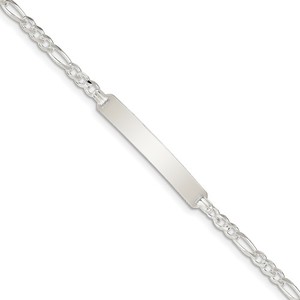 Custom Engraved Sterling Silver Women s Figaro Link ID Bracelet