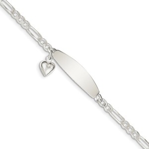 Custom Engraved Sterling Silver Women s Heart Charm ID Bracelet