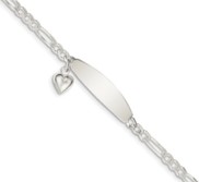 Custom Engraved Sterling Silver Women s Heart Charm ID Bracelet