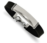 Custom Engraved Stainless Steel Women s Black Rubber ID Bracelet