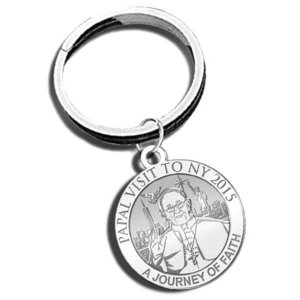 Pope Francis   Papal Visit NY 2015 Religious Engravable Embossed Keychain