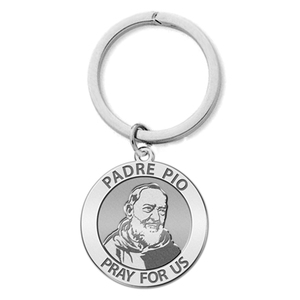 Padre Pio Religious Engravable Keychain