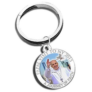 Pope Francis   Papal Visit NY 2015 Religious Color Engravable Keychain